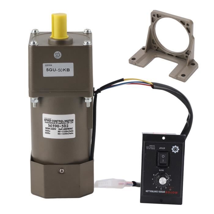 Moteur Asynchrone Monophasé M590-502 - 220V 90W - Couple élevé, Vitesse Réversible/réglable - Réducteur Optionnel (5K à 100K) - Pour Machines Industrielles