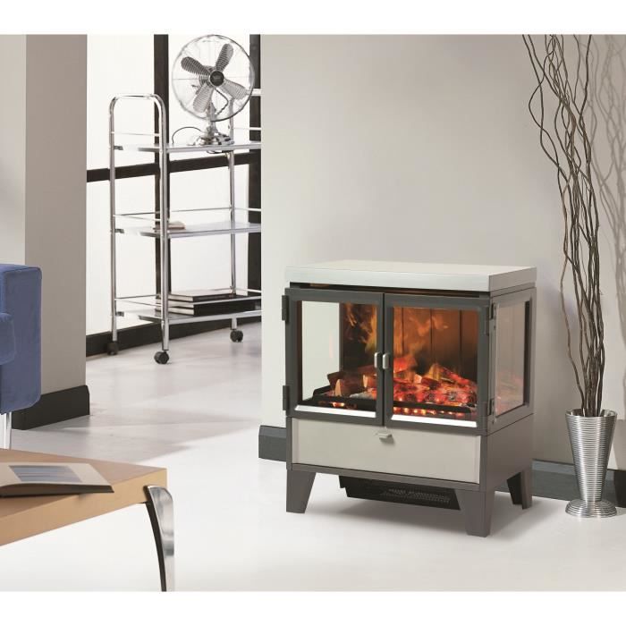 EWT Cheminée électrique Optiflame OPTIMYST 130W 2000W argent