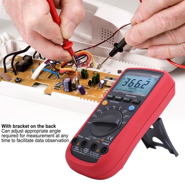 Neoteck Multimètre Numérique Auto Portée - Tension Courant Résistance Capacitance LCD Rétroéclairé