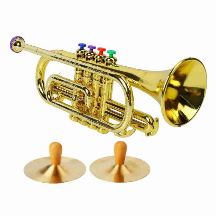 JIM-7329026527470-Jouet de trompette d'enfant Jouet Trompette pour Enfant,  Instruments de Musique Trompette en or en instruments cor