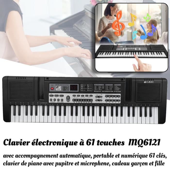 61 Piano Numérique Clavier Électroniques, 61 Kit Clavier Piano,61 Touches  avec Support Pupitre et Banc, Clavier Musical Synthetiseur pour