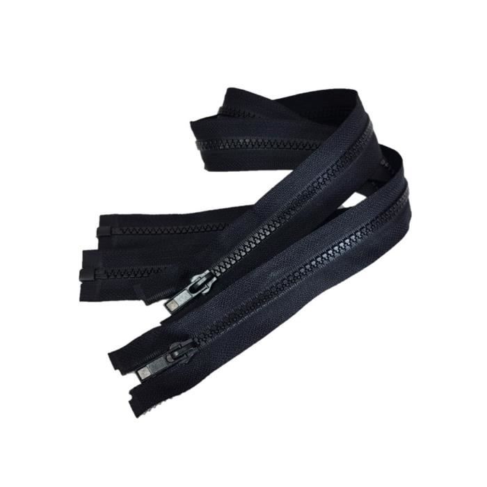 Fermeture éclair séparable plastique noire métallisée
