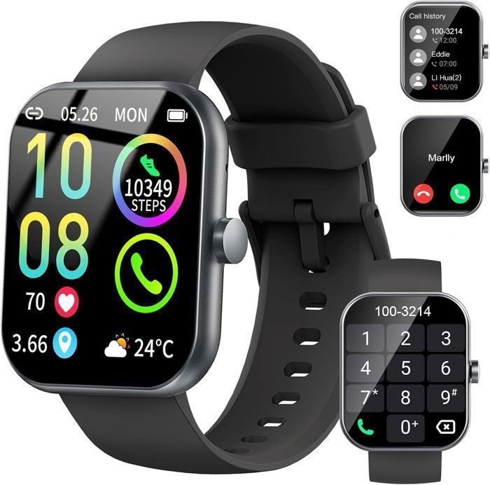 IOWODO Montre Connectée Homme Avec Appel Bluetooth, Montre Appel, Écran 1.39" TFT, Moniteur Cardiofréquence/SPO2, Analyse Sommeil, 100 Modes De Sport,pour Android/iOS (Noir