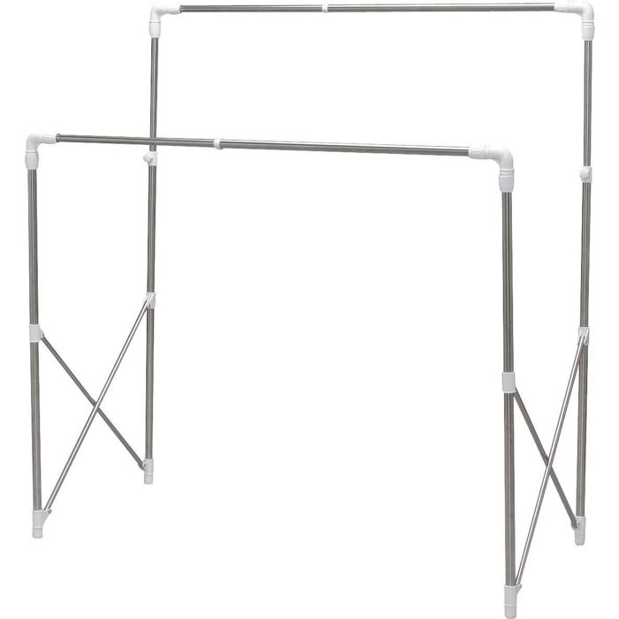 Iris Ohyama Portant à vêtement 2 étagères 20 kgs Ajustable Intérieur/Extérieur SMH-150R Blanc L66 x P97 x H122 cm Iris Ohyama Portant à vêtement 2 étagères 20 kgs Ajustable Intérieur/Extérieur SMH-150R Blanc L66 x P97 x H122 cm