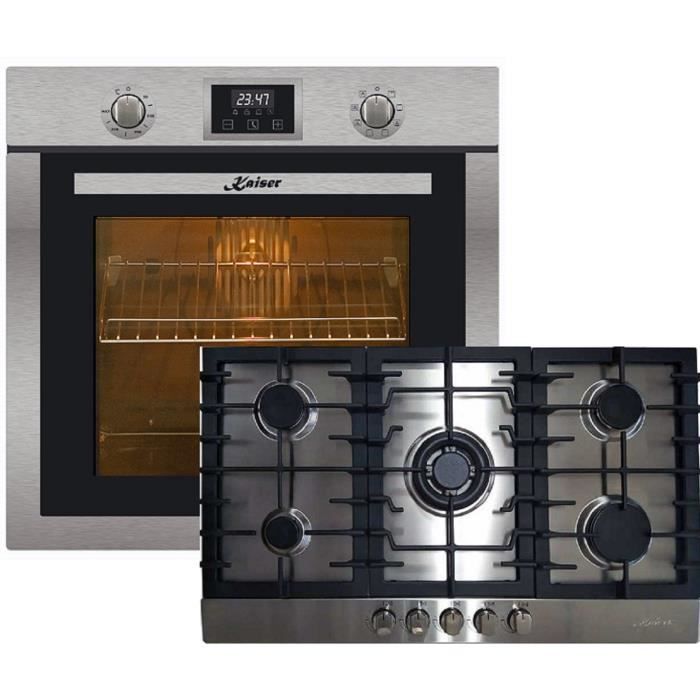 Kaiser EH 6323 + KG 9356 Stainless Steel Built-In Electric Oven 79L+ Installation Gas Hob 90 cm Stainless Steel (Inox) Hob