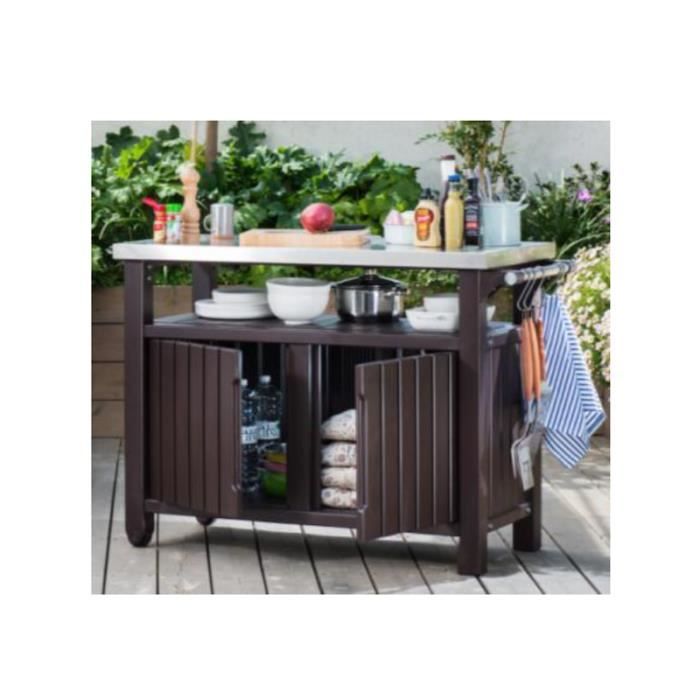 Table-coffre auxiliaire barbecue