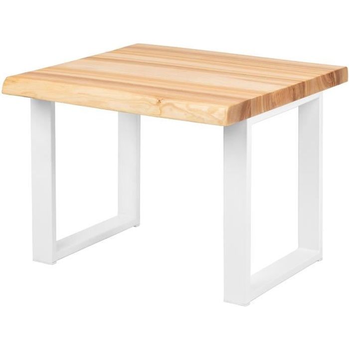 lamo manufaktur table basse en bois - industriel - salon - 60x60x47cm - frêne naturel - pieds métal blanc - modèle modern