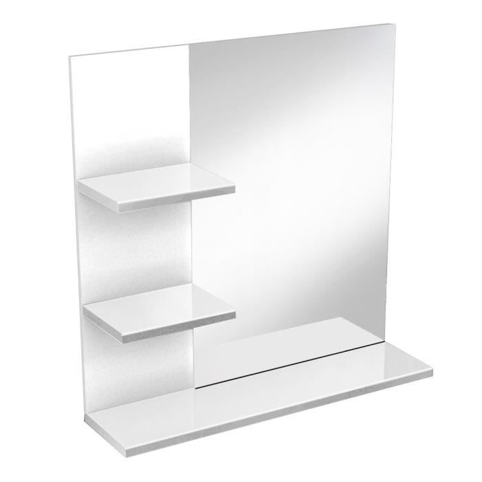 meubles cosy colonne salle de bain avec 3 tablettes et 1 miroir, miroir de salle de bain avec 3 étagères, en blanc