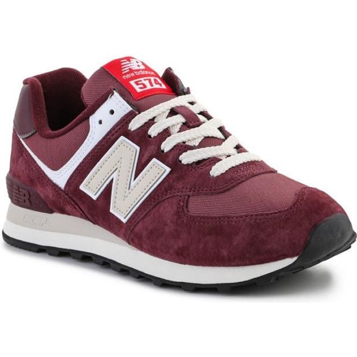 Chaussures NEW BALANCE 574 Cerise Homme Adulte Rouge Cuir Plat Lacets Rouge Cdiscount Chaussures