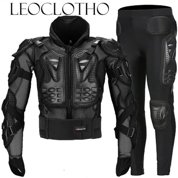 LEOCLOTHO-Combinaison de moto armure homme costume 2 pièces veste + pantalon ensemble de vêtement protection complète du corps