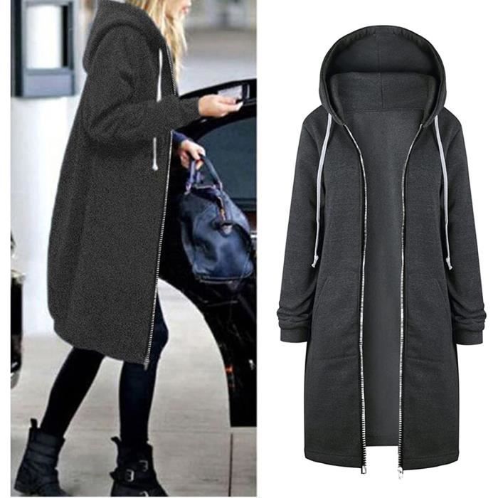 Manteau Long Femme Double Boutonnage Avec Ceinture - Vêtement Chaud D'Automne, Taille Large