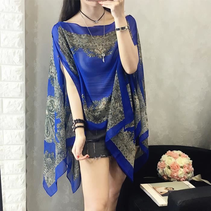Robe D'été Bleu Palmier - Taille L, élastique, Sans Manches, Occasion Très Bon état
