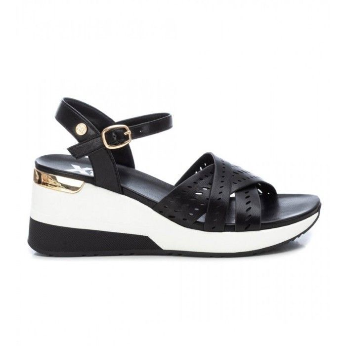 XTI Sandales à talon noire Noir 39 Chaussures Femme Noir