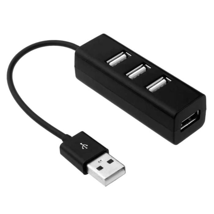 OCIODUAL Adaptateur Hub 4 Ports USB Type A 2.0 Repartiteur Noir pour PC Laptop Ordinateurs Portables Multiprise Multiport Port