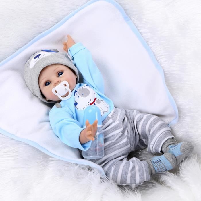 Poupée Reborn Garçon 38cm, Silicone De Platine, Poids 1.8kg, Neuf