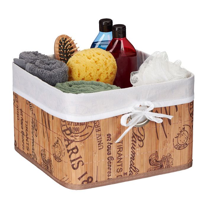 Relaxdays Panier Rangement Bambou Pliable 31x31x31 Cm – Corbeille Salle De Bain, Chambre, Salon, Naturel Et Écologique