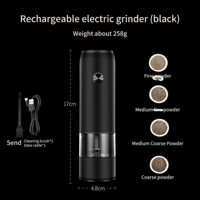 MiiCoffee PT1 Moulin à café électrique portable V2, broyeur conique en acier inoxydable rechargeable USB-C, corps en aluminium MiiCoffee PT1 Moulin à café électrique portable V2, broyeur conique en acier inoxydable rechargeable USB-C, corps en aluminium