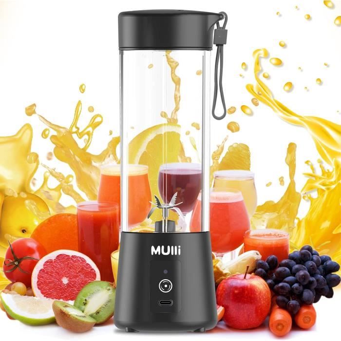 Mixeur portable, rechargeable par USB, avec 6 lames pour shakes et