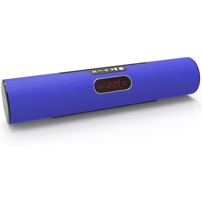Barre De Son Bluetooth Avec Réveil LED - Radio FM, Alarme Double - Pour TV, Home Cinéma - Noir, 38,3 Cm - Batterie Intégrée
