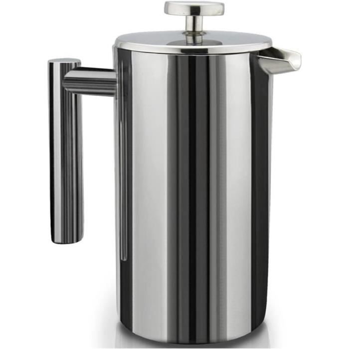 Cafetière à piston double couche portable en acier inoxydable, idéale pour la maison, l'extérieur, le camping et les voyages, cafetière à piston française de qualité supérieure (800 ml