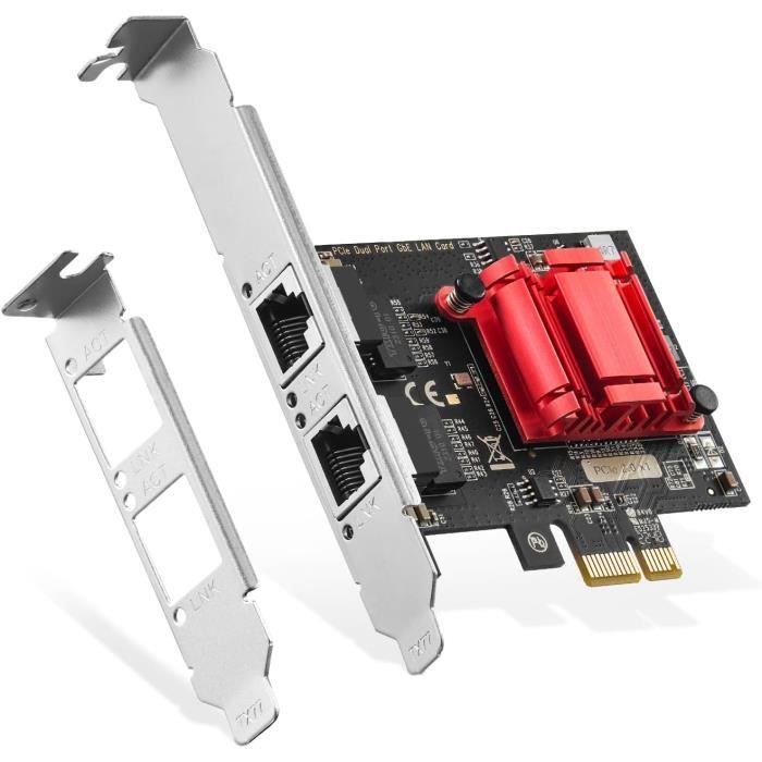 Adaptador de red de 2 puertos Gigabit PCIe, controlador Intel 82575