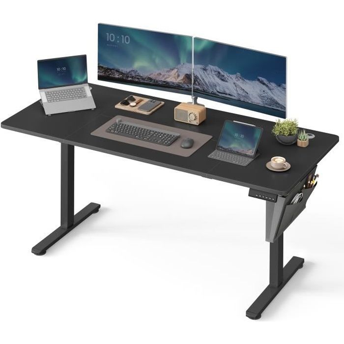 Bureau Électrique Assis-Debout - SONGMICS - 70 x 160 cm - 4 hauteurs mémorisables - Noir dencre