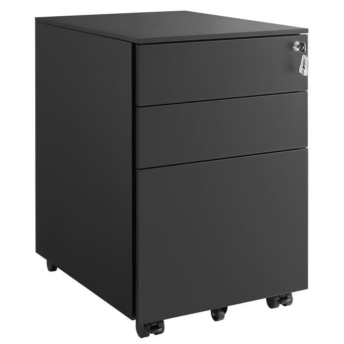 Caisson de Bureau à Roulettes SONGMICS - 3 Tiroirs et Classeur Suspendu Verrouillable - Noir Caisson de Bureau à Roulettes SONGMICS - 3 Tiroirs et Classeur Suspendu Verrouillable - Noir
