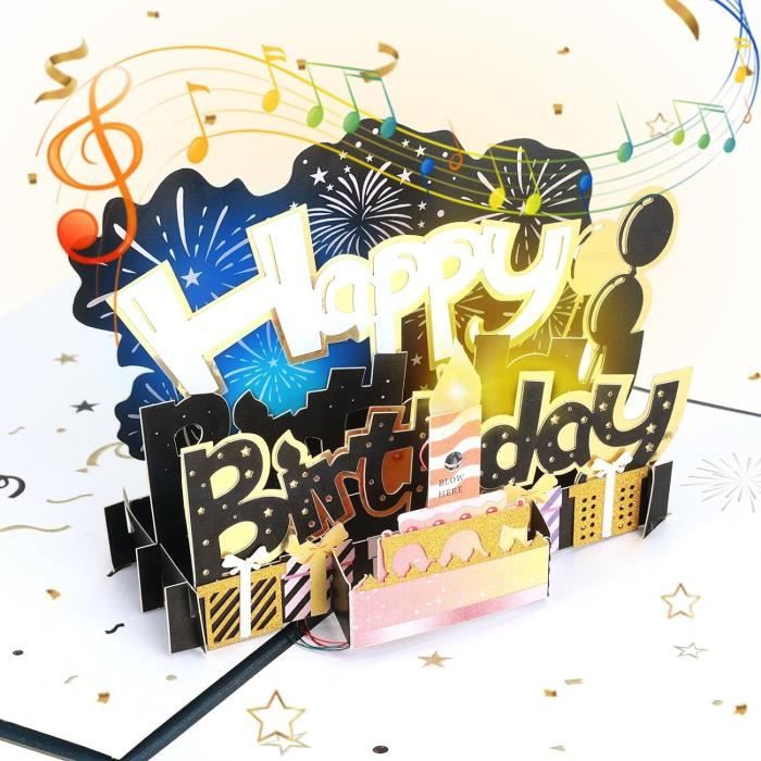 Carte d'anniversaire musicale,carte d'anniversaire pop-up 3D avec Bougie à  Souffler Music Lumière,carte[S79] - Cdiscount Beaux-Arts et Loisirs créatifs