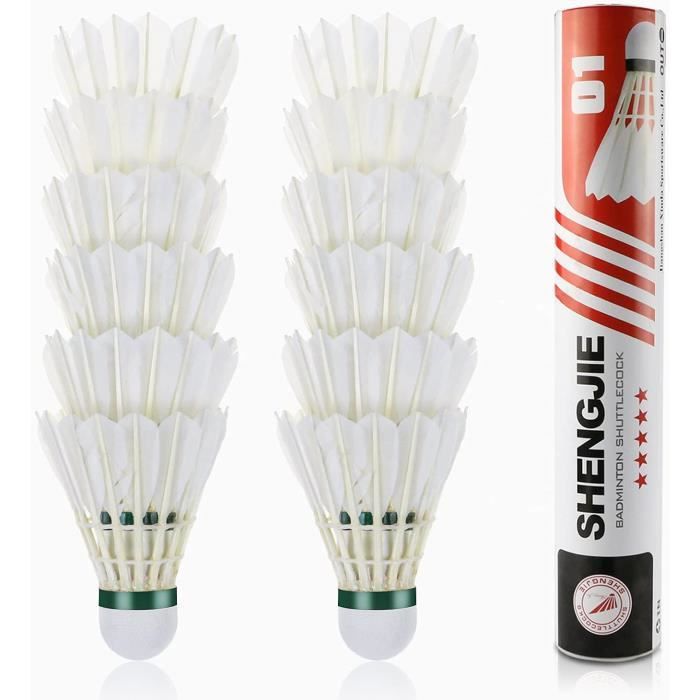 12 Volants Badminton En Plumes D'oie - Haute Vitesse - Durables - Noir - Pour Loisir Et Entraînement