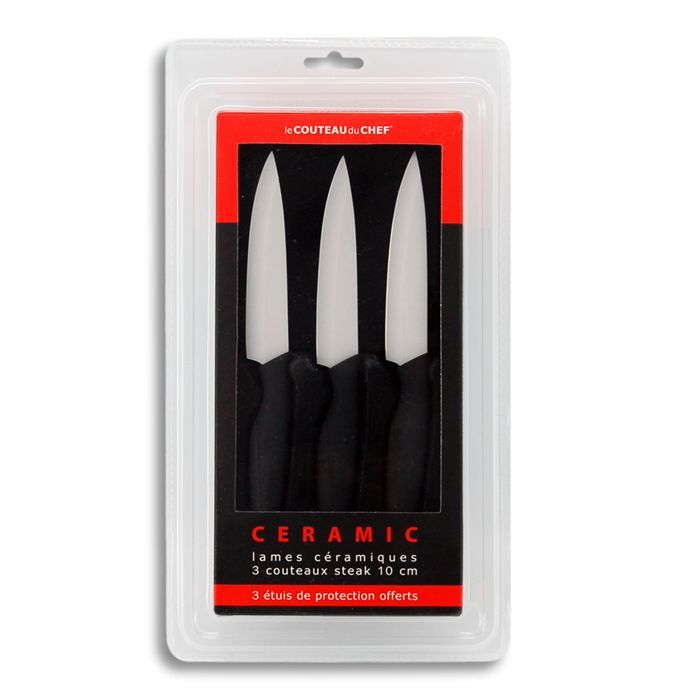 Set 3 couteaux Steak LE COUTEAU DU CHEF lame céram