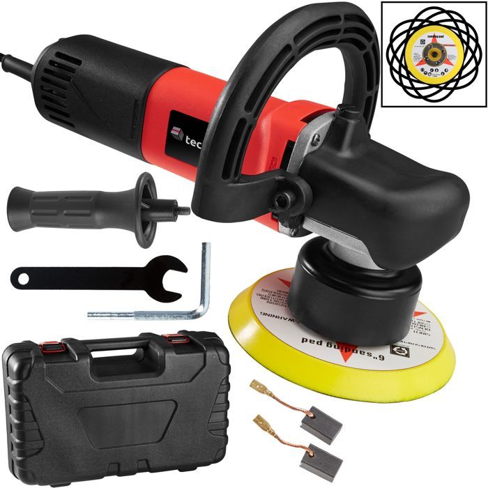 Lustreuse - TECTAKE - Lustreuse polisseuse rotative avec accessoires 2500 - 6300 trs/min 710 W coffret inclus - Rouge