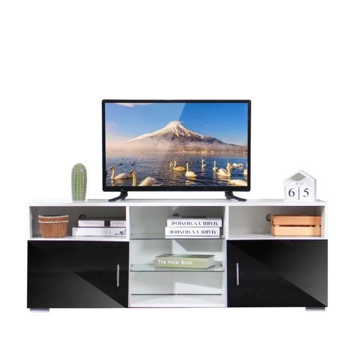 Noir//expresso Meuble TV large à 3 étages design simple et élégant pour salon