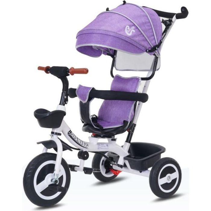 4 en 1 Tricycle évolutif Enfant 3 Roues Violet Pliant Rotatif 6