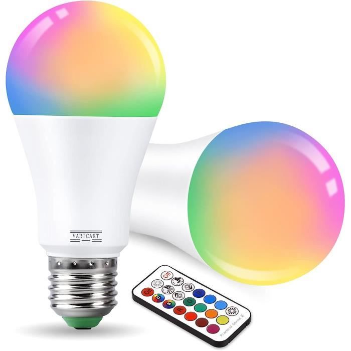 Ampoules Led Couleur E27 10W, 12 Couleurs Rgb Changement De Couleur