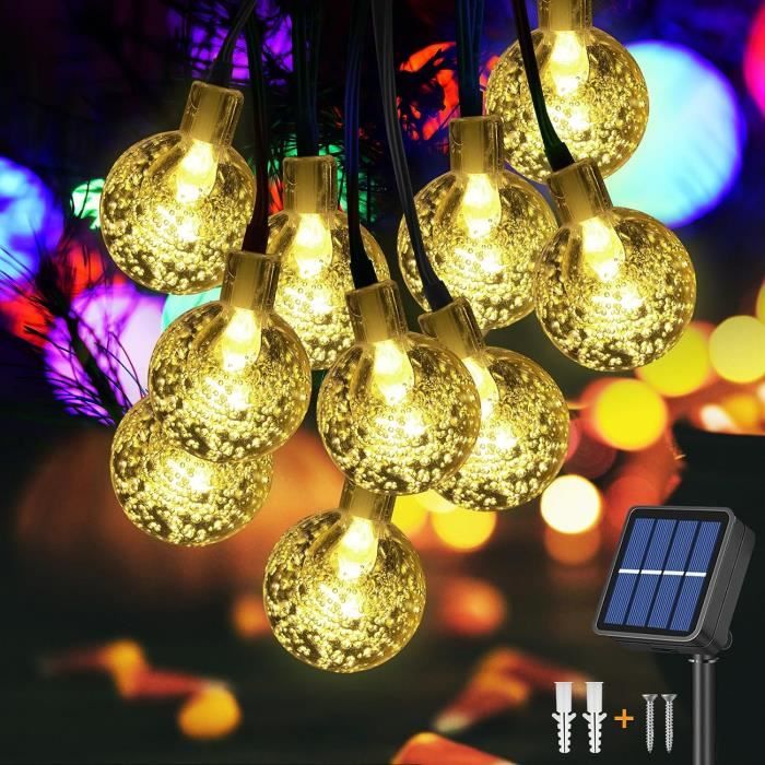 Guirlande Solaire 50 LED Multicolore - 7 Mètres étanche IP65 - 8 Modes D'éclairage