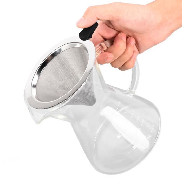MESNEY Cafetière En Verre 800ml Résistante à La Chaleur - Filtre Inox Réutilisable, Écologique Pour Maison Et Bureau