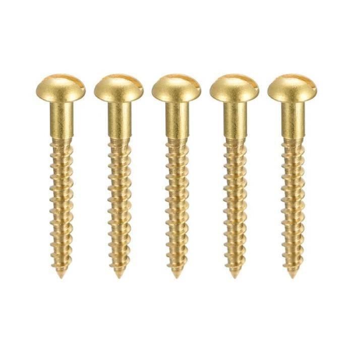 Vis à Bois M5 X 25 Mm Tête Plate Laiton Autotaraudante - Lot De 20, Marque Uxcell