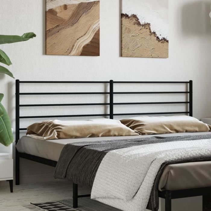 Tête De Lit Acier Noir 146x3x97 Cm - Design Élégant Classique Pour Matelas 140 Cm, Pieds Robustes Et Stables