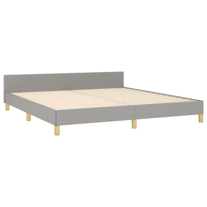 Cadre de lit avec tête de lit Gris clair 160x200 cm Tissu - ZERODIS