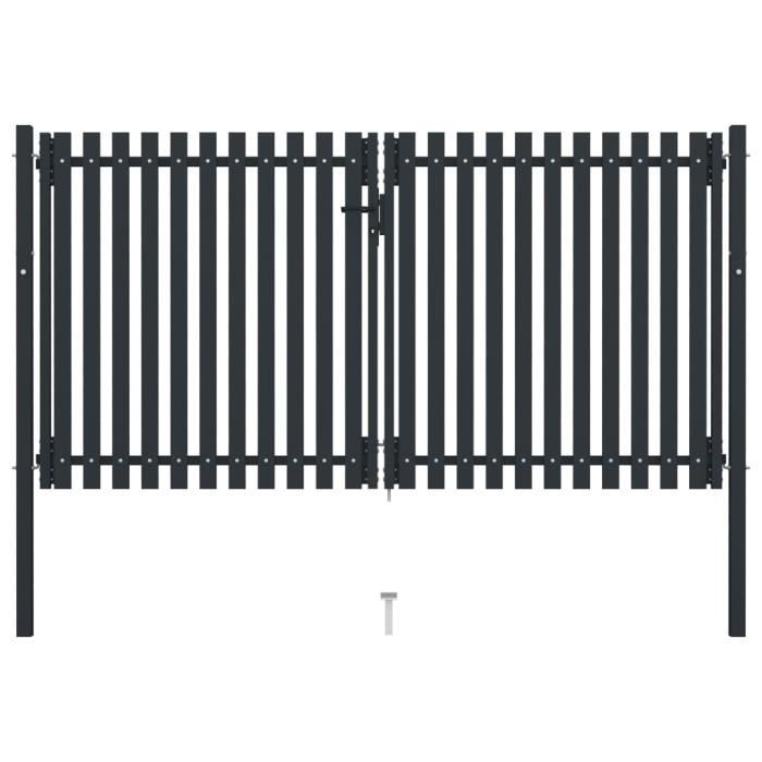 vidaXL Portail de clôture double acier 306 x 220 cm