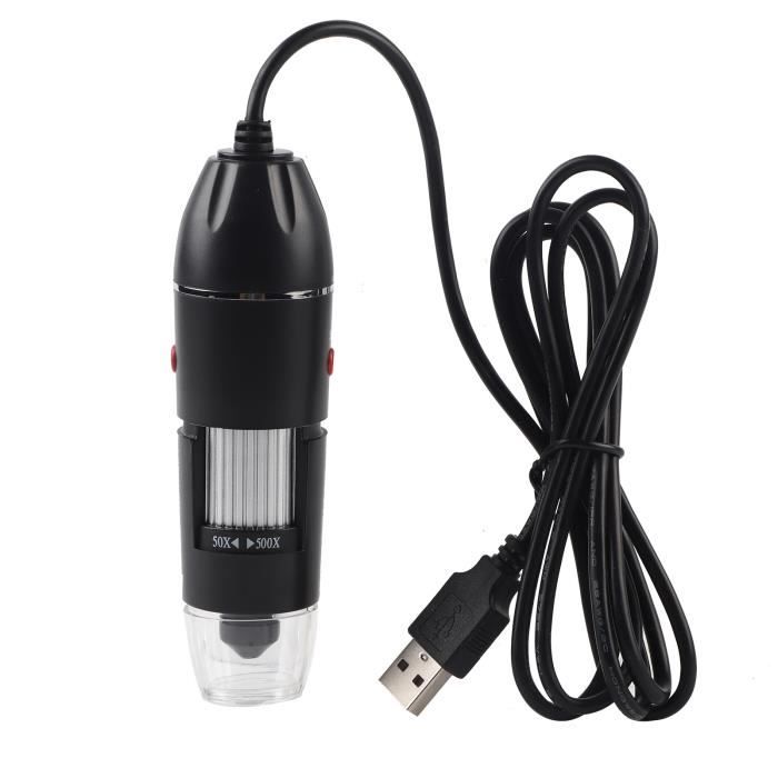 Microscope Numérique Portable 500X - Ecran 2" HD 2MP, 8 LED, Connexion PC, Pour Inspection, Soudure, Collection