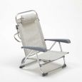 Chaise transat de plage pliante avec accoudoirs mer aluminium Gargano, Couleur: Gris-1