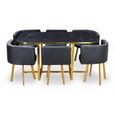 Ensemble table à manger + 6 chaises encastrable PopUp XL - Marbre noir-1