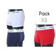 CALVIN KLEIN Pack de 3 Boxers Coton Stretch Rouge/Marine/Blanc Homme-1