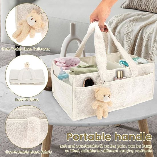 Organisateur De Berceau Rose En Coton - Pochette De Rangement Suspendue 2 Poches Pour Couches, Jouets, Biberons, Chambre Bébé Pratique Et Jolie
