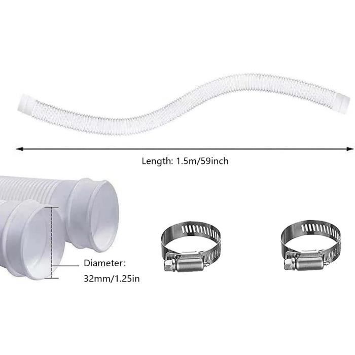 Tuyaux Piscine 38mm Intex 2 Tuyaux De Piscine 38mm X 150cm + Adaptateurs Type B - Remplacement Pour Filtre Intex Filtration Hors-sol