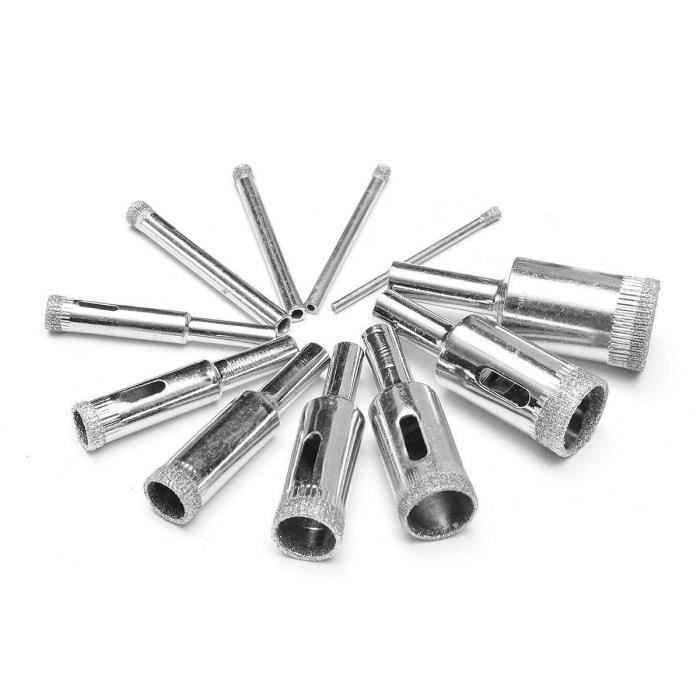 Maso Lot de 10 forets diamantés pour scie-cloche diamantée 6 mm-8 mm-10  mm-12 mm-12 mm-14 mm-16 mm-18 mm-26 mm-32 mm pour verr[1239]