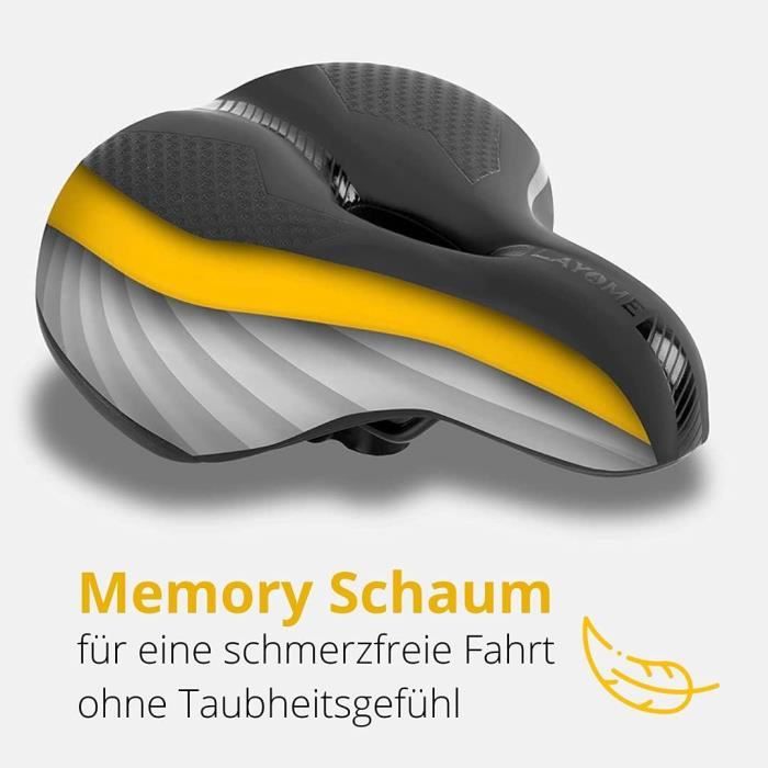 Selle De Vélo Confortable Avec Suspension – 25 X 21 Cm, Gel, En Cuir Synthétique, Pour Tige 22 Mm, Homme Et Femme