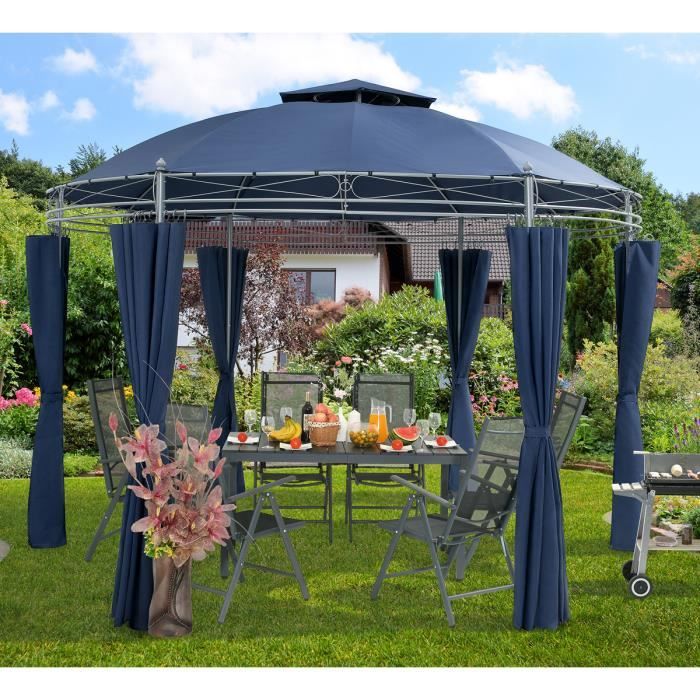 Pavillon Topas 3x4m métal Toile Hydrofuge Protection UV 50+ parois  latérales Tente de réception tonnelle de Jardin pergola crème