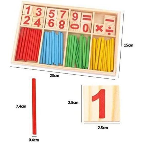 Jeu De Bâtonnets En Bois Colorés Pour Apprendre à Compter - Méthode Montessori (25x14 Cm)
